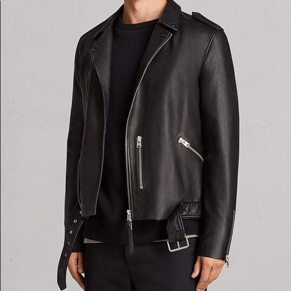 Allsaints Kaho Sheep Leather Biker Jacket - Picture 2 of 8